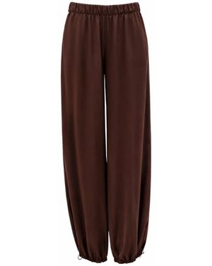 SIMONA CORSELLINI Broeken ,Bruin ,Pantalon Met Elastische Tailleband, Zacht, Met Elastiek Bij De Enkel