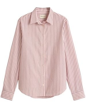 GANT Overhemden ,Paars ,Gestreepte Poplin Blouse - Roze