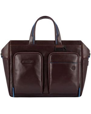 Piquadro Elegante Leder-Dokumentenmappe Mit Laptopfach - Braun