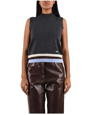 MSGM Wollen Mouwloze Top Met Gelaagd Detail - Zwart