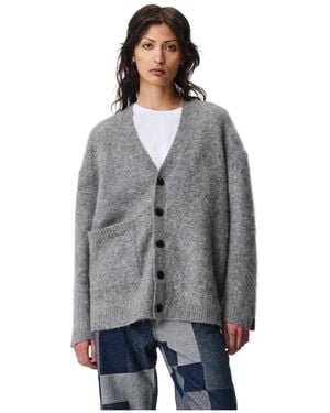 Adnym Atelier Klassischer V-Ausschnitt Cardigan Mit Großer Tasche - Grau