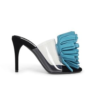 Alaïa Alaã¯A Asymmetric Sandals With Large 3-D Leather Flower - Blue