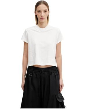 Rick Owens Tops ,Wit ,Katoen Cropped Small Level T-Shirt