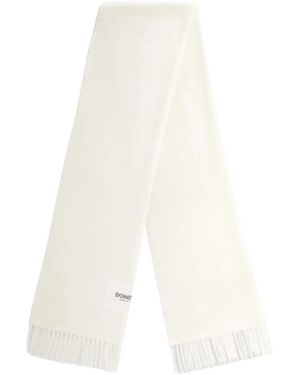 Dondup Accessoires ,Wit ,Wol Witte Sjaal Met Franjes En Logo Label