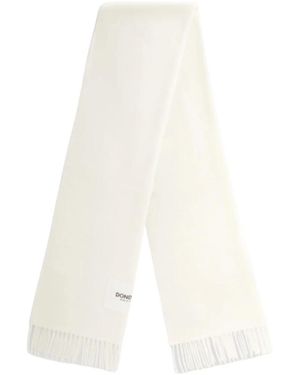 Dondup Accessoires ,Wit ,Wol Witte Sjaal Met Franjes En Logo Label