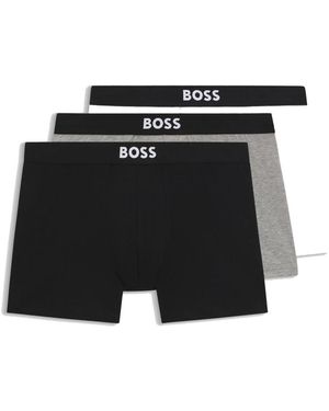 HUGO Driepak Stretchkatoenen Boxershorts - Zwart
