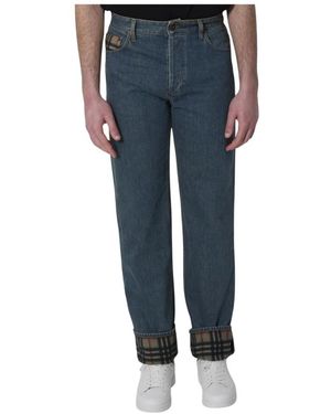 Burberry Klassieke Denim Jeans Met Vintage Check Detail - Blauw