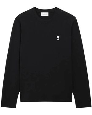Ami Paris Contrasted Ami De Coeur Long Sleeve T-Shirt - Zwart