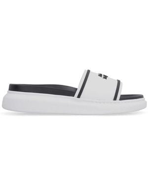 McQueen Schoenen ,Wit ,Leer Logo Detail Rubber Slides