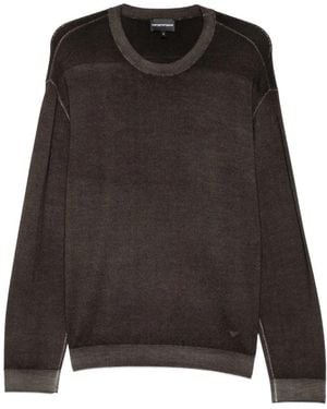 Emporio Armani Truien & Vesten ,Bruin ,Wol Virgin Wool Pullover - Zwart