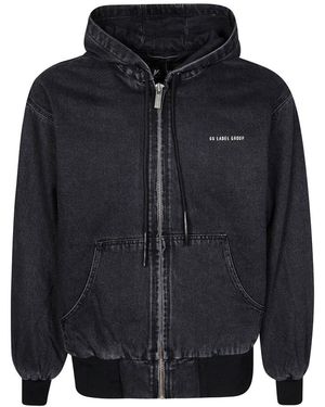 44 Label Group Hoodies & Sweatvesten ,Blauw ,Katoen Felpa Zip Con Cappuccio