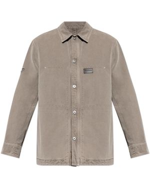 Ferragamo Denimhemd Mit Logopatch - Grau