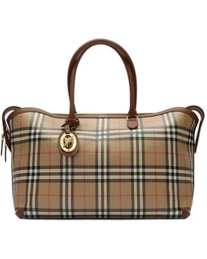 Burberry Medium Check Zip Tote - Bruin