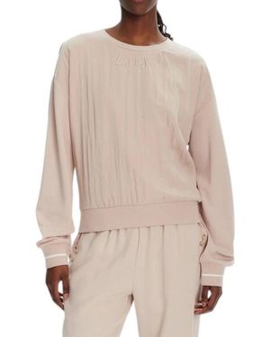 Liu Jo Hoodies & Sweatvesten ,Katoen Felpa Con Logo - Naturel