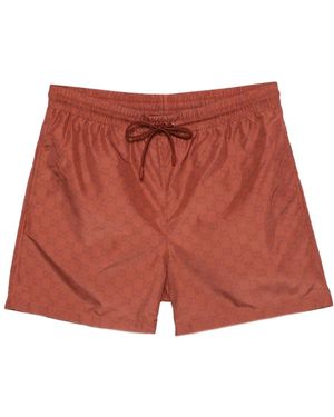 Gucci Badmode ,Oranje ,Polyester Gg Allover Print Zwemshorts - Rood