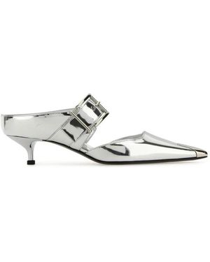 McQueen Heeled Mules - Blanco