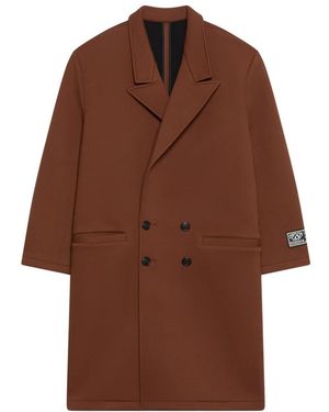 Gcds Jassen ,Bruin ,Polyester Logo-Patch Double-Breasted Coat