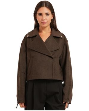 HUGO Kurze Jacke Aus Wollmischung - Braun