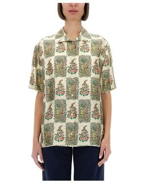 Etro Overhemden ,Veelkleurig ,Silk Shirt - Groen