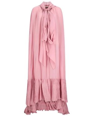 Blumarine Georgette Cape Mit Kapuze Und Plissiertem Rüschensaum - Pink