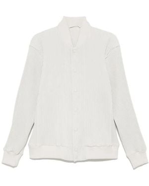 Issey Miyake Truien & Vesten ,Wit ,Polyester Bomber Jacket