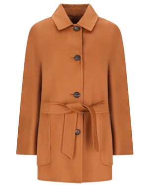 Max Mara Single-Breasted Coats - Bruin