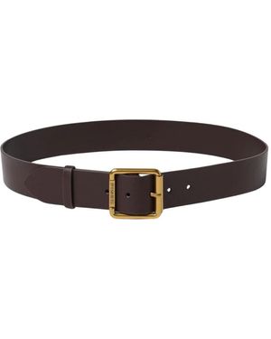 Pinko Klassieke Leren Riem Met Gouden Gesp - Bruin