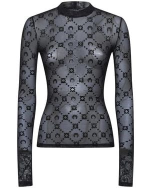 Marine Serre Long Sleeve Tops - Blue