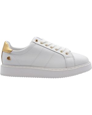 Ralph Lauren Weiße Und Goldene Damensneakers