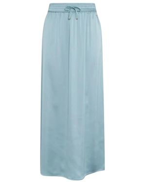 Herno Rokken ,Blauw ,Katoen Zijden Crêpe Lange Rok Met Zijsplit