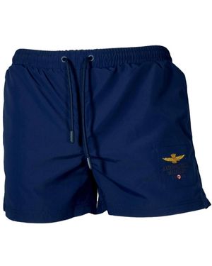 Aeronautica Militare Blauer Herren-Badeanzug Mit Gesticktem Logo