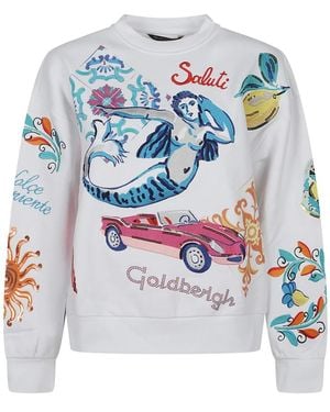 Goldbergh Jassen ,Wit ,Katoen Cotton Sweater Over Fit - Blauw