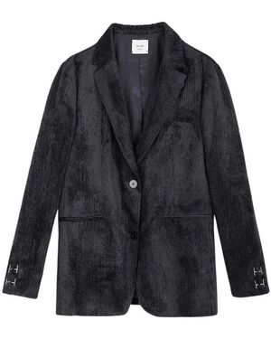 Alysi Jassen ,Zwart ,Velvet Rib Jacket - Blauw