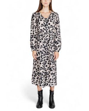 Jacqueline De Yong Leopardenmuster langarmkleid - Weiß