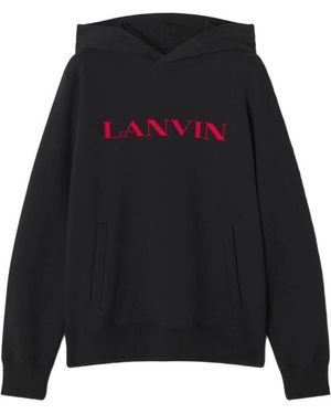 Lanvin Hoodies & Sweatvesten ,Zwart ,Katoen Zwarte Katoenen Trui Met Polyesterdetail