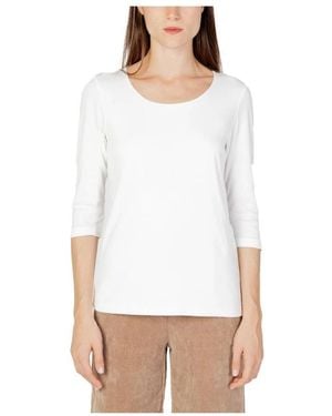 Street One Tops ,Wit ,Katoen Crème Katoenen Longsleeve T-Shirt