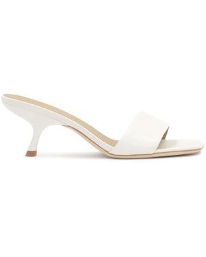 Kazar Witte Minimalistische Muiltjes Met Modieuze Hak - Metallic