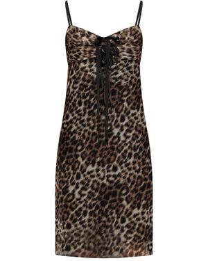 Marc Jacobs Kleedjes ,Bruin ,Polyester Leopard Slip Dress