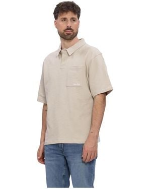Pure Path Tops ,Katoen Gestructureerde Polo - Naturel