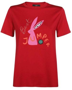 Weekend by Maxmara Baumwoll T-Shirt Mit Frontdruck - Rot