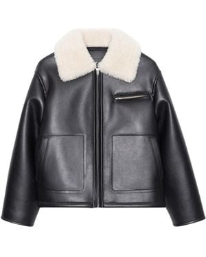Stand Studio Jassen ,Zwart ,Leer Kaz Jacket