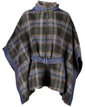 Desigual Jassen ,Blauw ,Denim Poncho Aldama Belt - Zwart