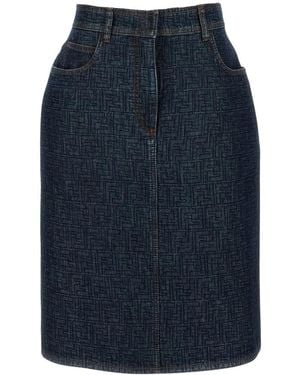 Fendi Flared Midi Rok - Blauw