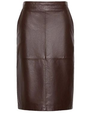 Max Mara Timore Leder Bleistiftrock - Braun