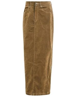 adidas Fitness ,Bruin ,Polyester Adibreak Maxi Rok Van Geborstelde Twill - Naturel