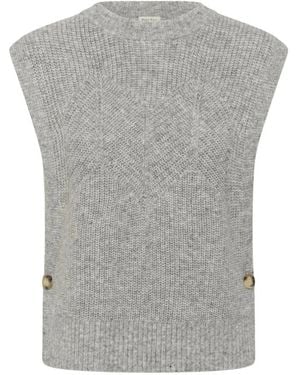 Part Two Truien & Vesten ,Grijs ,Leer Ronde Hals Mouwloze Gebreide Kleding