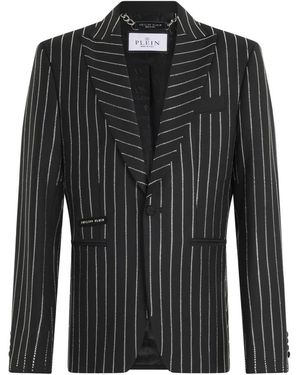 Philipp Plein Jacquard Blazer Lord Fit Strass - Zwart