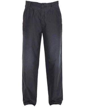 Maison Margiela Broeken ,Zwart ,Katoen Geplooide Broek Met Wijde Pijpen - Blauw