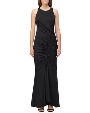 Patrizia Pepe Elegantes Gerafftes Maxikleid - Schwarz