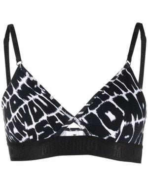 Moschino Ondergoed ,Zwart ,Katoen Fantasy Print Triangelbeha